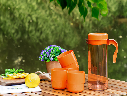 Набор Laure графина и стаканов из 5 шт., 9x14x24 см. - оранжевый