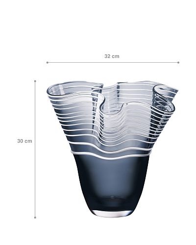 Стеклянная ваза ручной работы Honfleur 32x30 см. - синяя