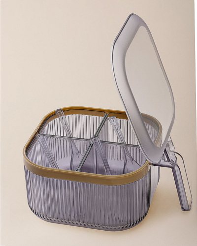 Контейнер Noemie с 4 секциями для специй 14x17,8x8,8 см. - серый