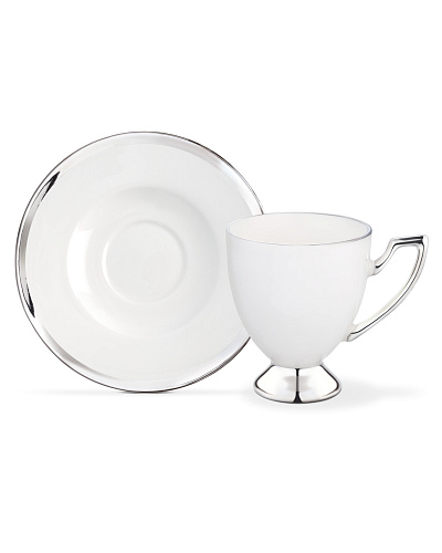 Набор чашек и блюдец Yolande Olivier из 4 шт., 90 мл - серебряный.