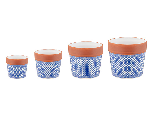 Кашпо Emilo 10,5x10,5x9 см. - белый / синий