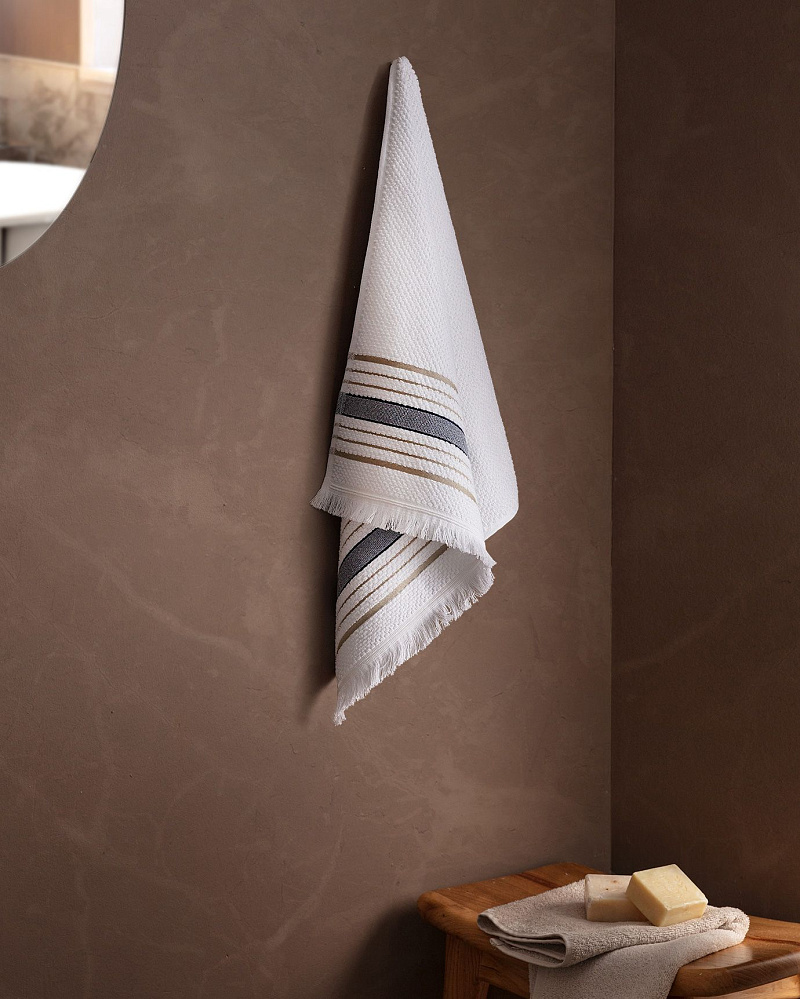 Полотенце для лица Annecy 50х70 см - белое / бежевое