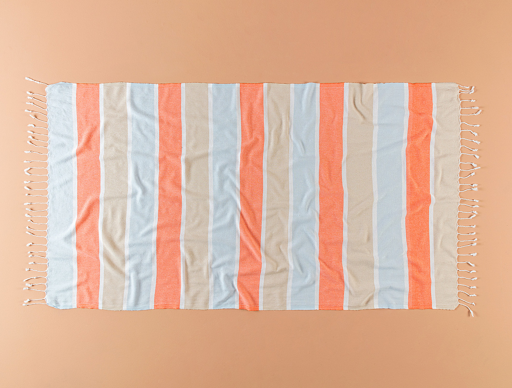 Полотенце Tilda Peshtemal 90x160 см. - голубое / оранжевое