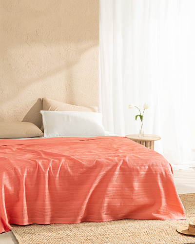 Покрывало односпальное 150x220 см. - персиковое