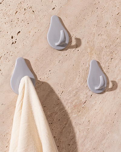 Набор крючков для полотенец Amandine из 3 шт - светло-серый