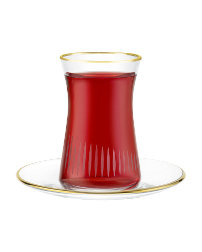 Набор стеклянных чашек и блюдец Gemma Serenity Gold из 6 шт., 170 мл