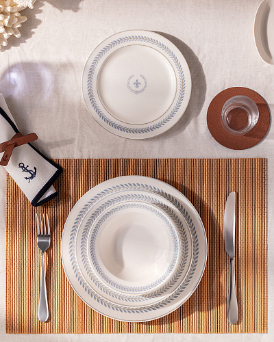 Набор посуды Elegant из 24 предметов - белый / голубой