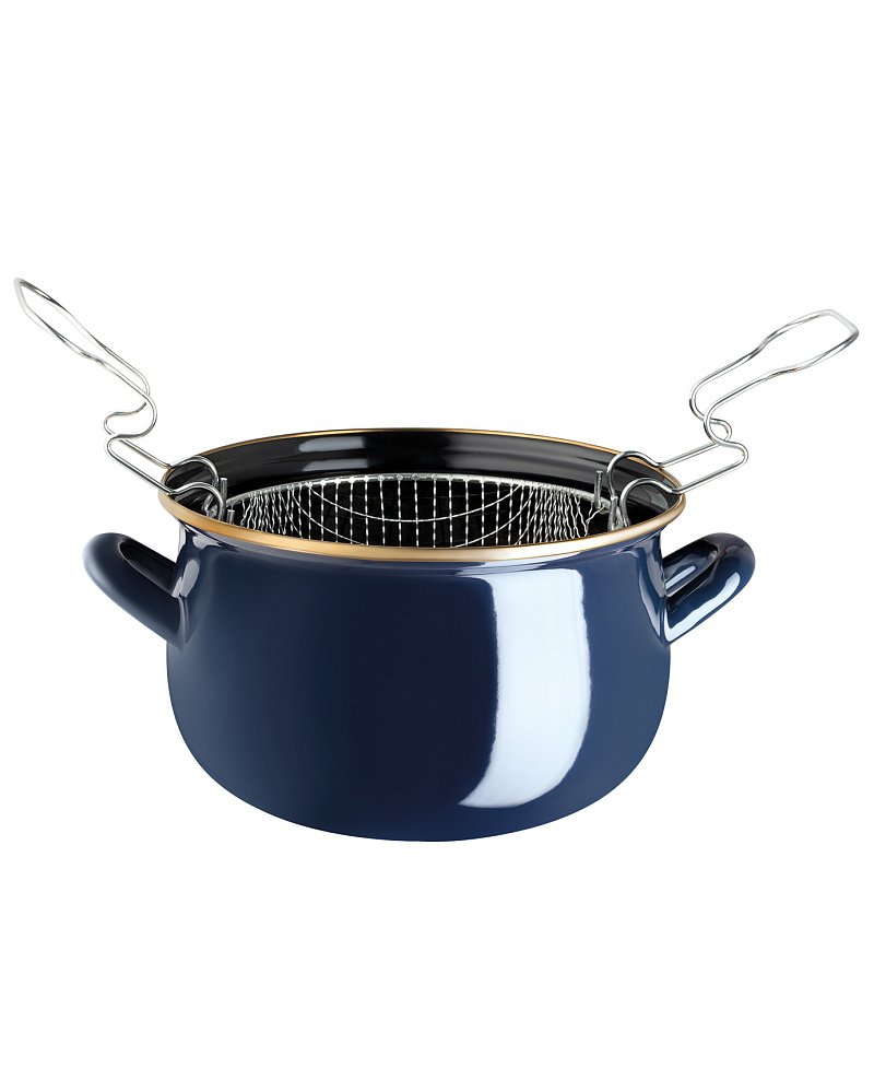 Эмалированная металлическая кастрюля Bonneville с крышкой 3,5 л. - темно-синий