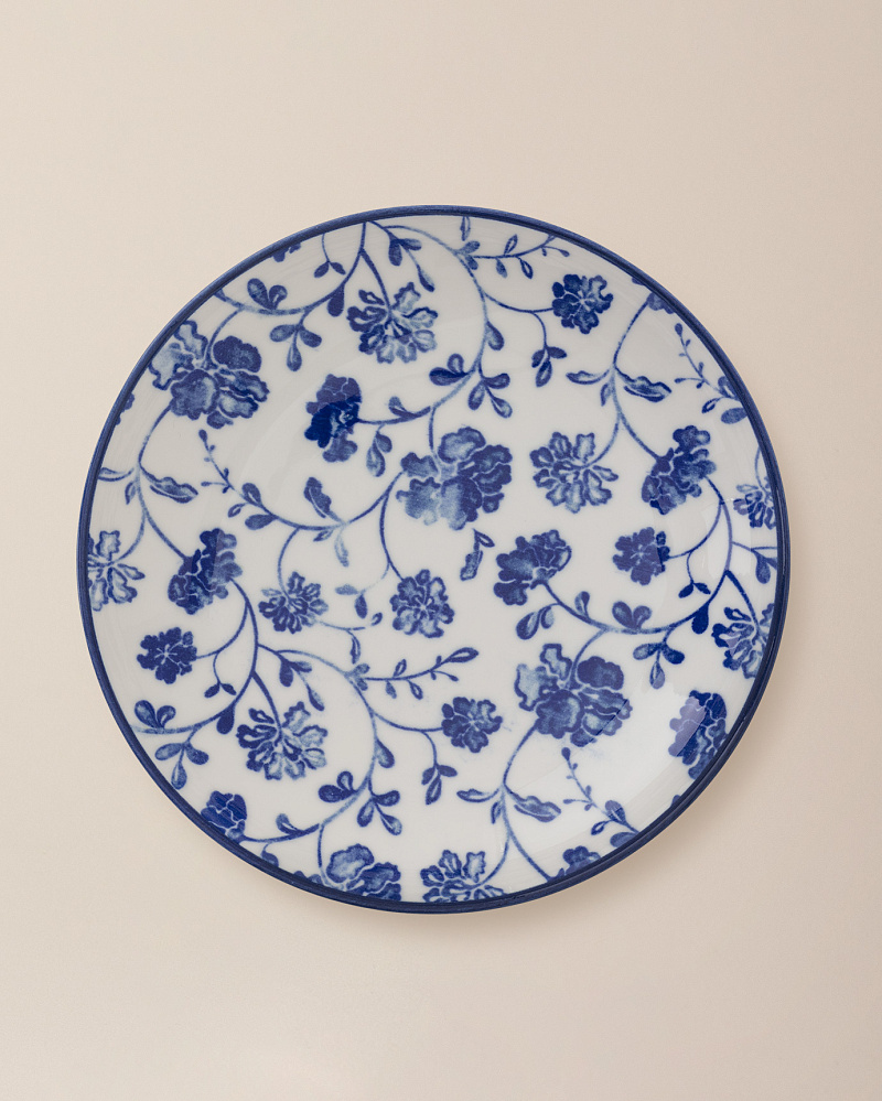 Тарелка Revé Bleu Fleur 21 см. - белая / синяя