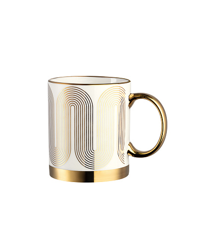 Набор кружек Aere из 2 шт., 8x11x10 см., 340 мл. - белый / золотой