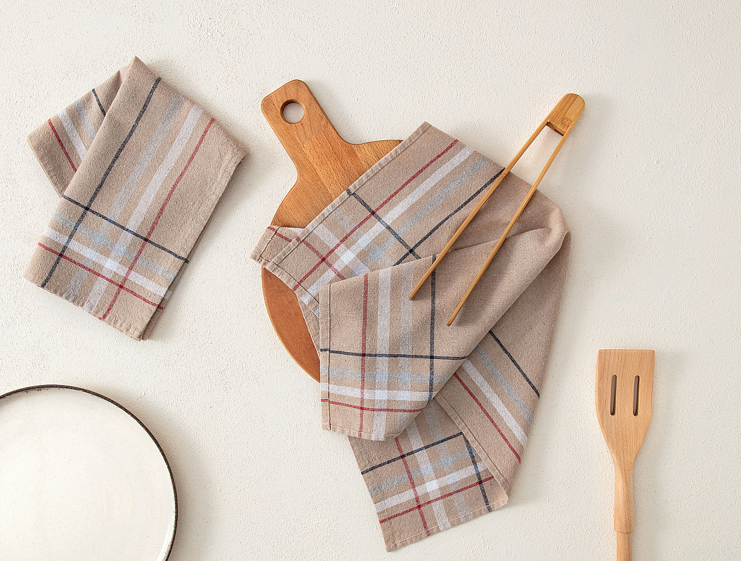 Комплект кухонных полотенец Brigitte из 2 шт., 40x60 см. - бежевый