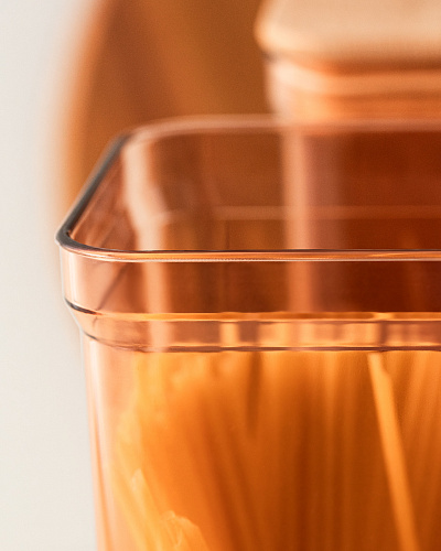 Контейнер Kaviera, с деревянной крышкой, 2100 мл, из 2 шт - янтарный