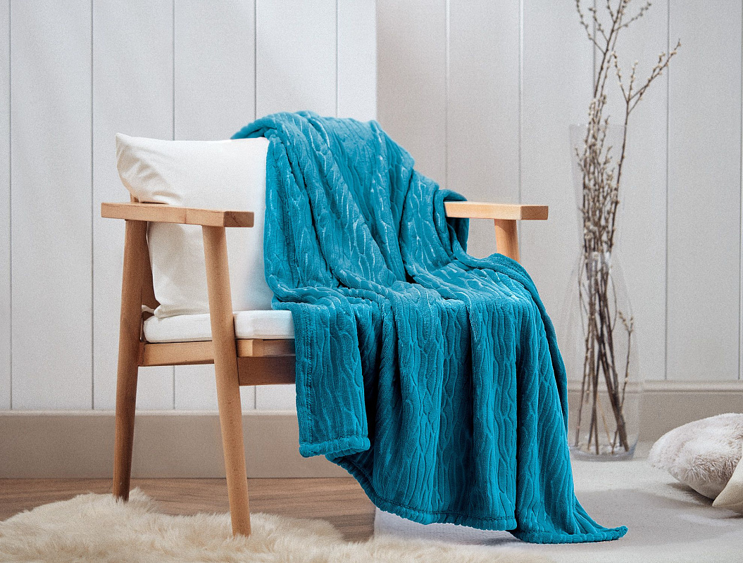 Плед Jacques Welsoft Emboss 130х170 см. - бирюзовый