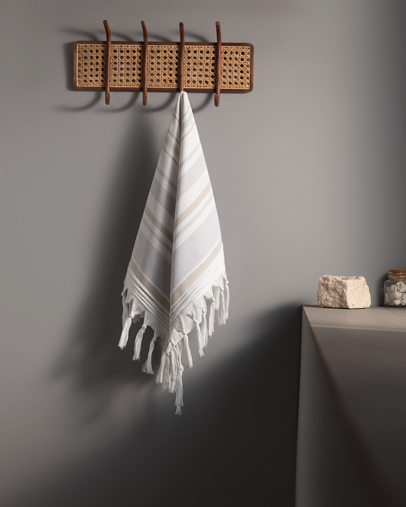 Полотенце для лица Raye Hammam 50x80 см. - голубое / бежевое