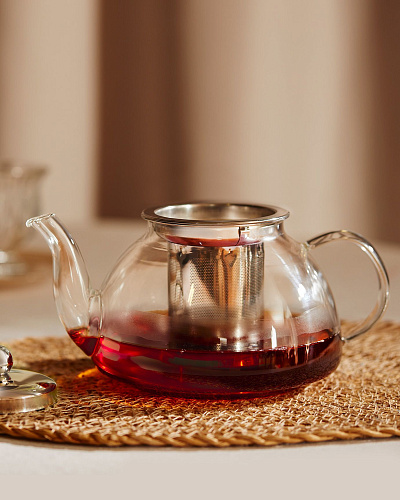Чайник из боросиликатного стекла Floren с сетчатым ситом, 1000мл