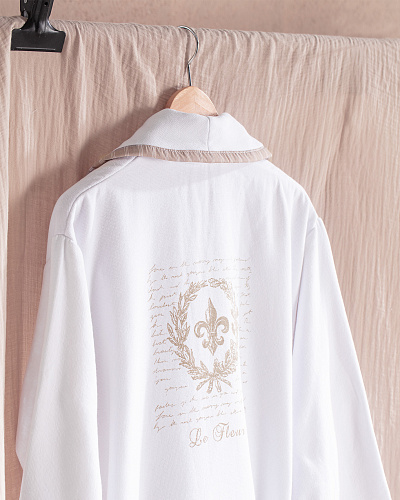 Женский халат Maura L-XL р. - белый / бежевый