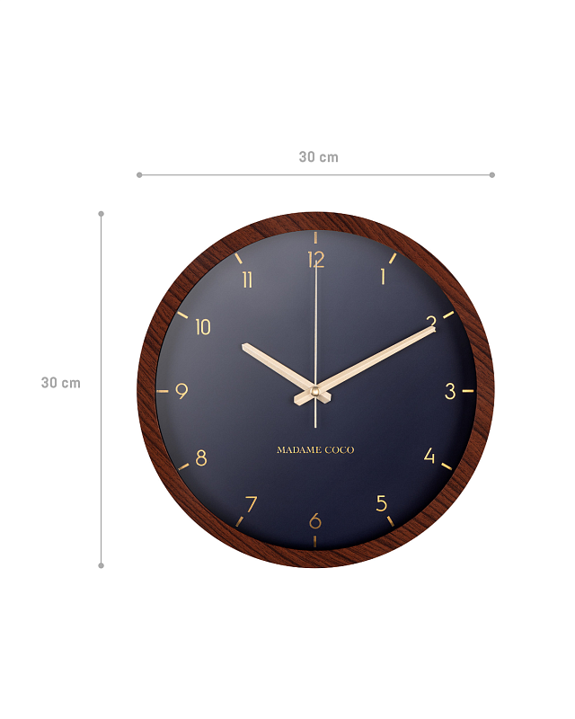 Настенные часы Dillen 30x30x3 см. - коричневые / синие
