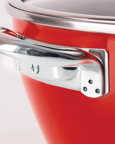 Набор посуды Titanium Enamel из 7 шт., 18-22-26 см. - темно-серый / красный