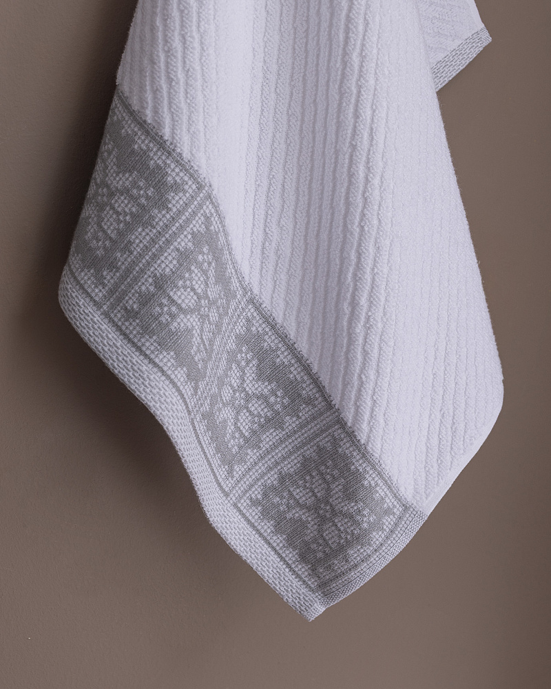 Полотенце для лица Zeste 50x70 см. - белое / серое