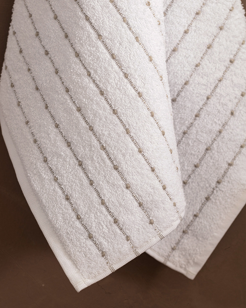 Банное полотенце Bande 70х140см - белое/бежевое