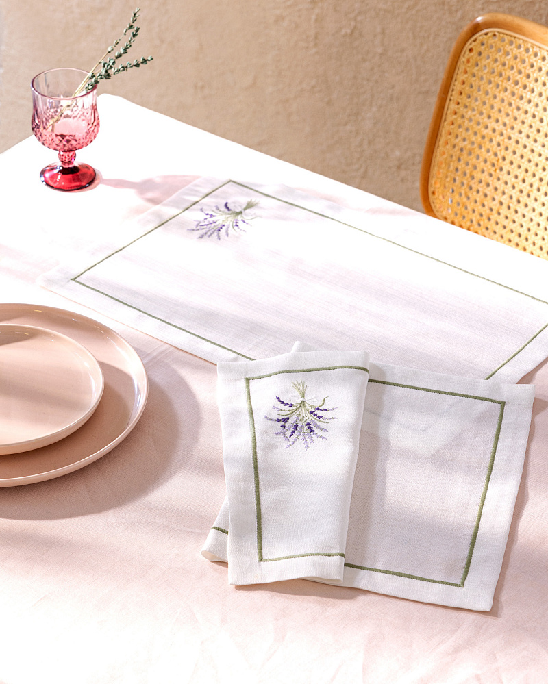 Набор сервировочных ковриков La Lavande из 2 шт., 32x48 см. - белый / лиловый