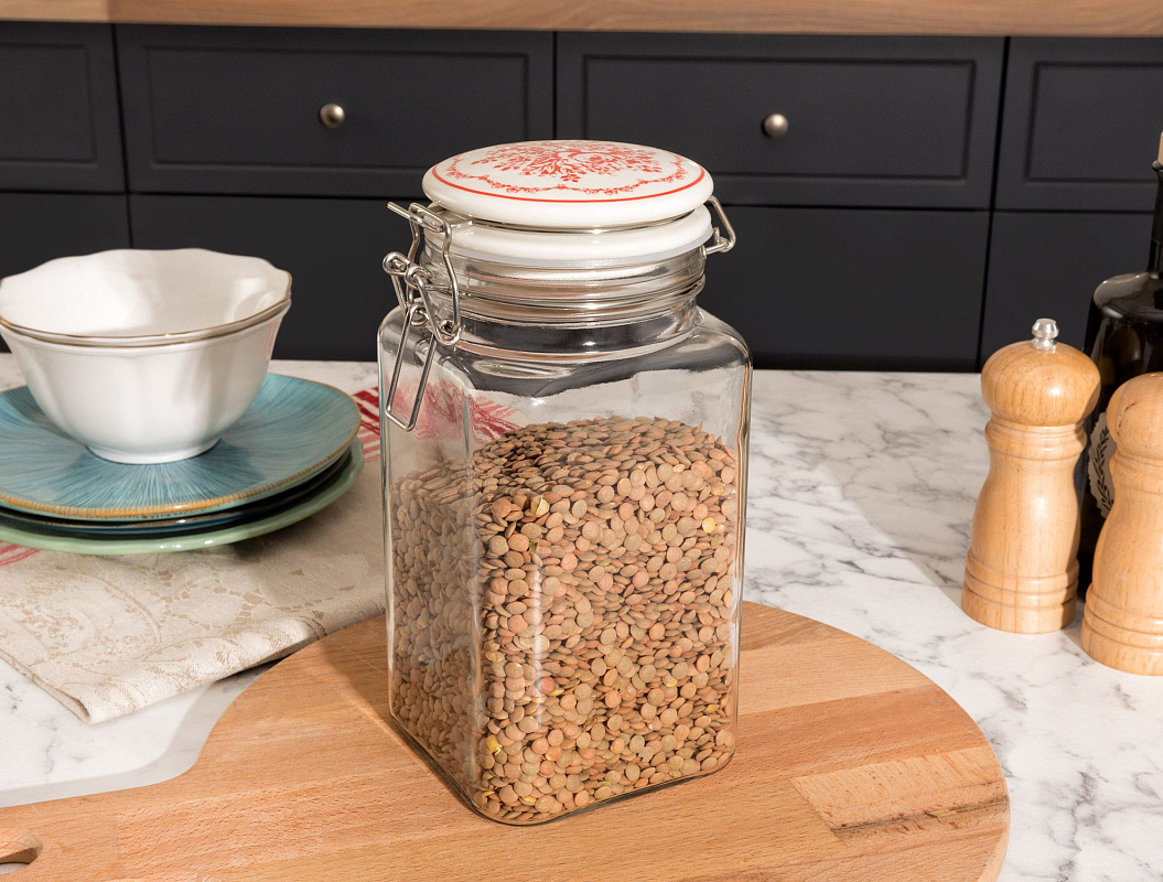 Банка Roesia 13,2x10,7x22,4 см. - стекло, керамика, металл