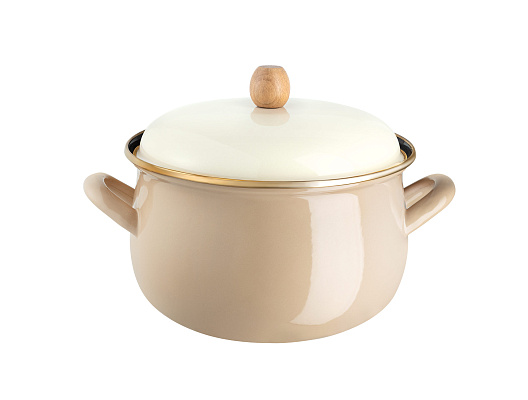Эмалированная металлическая кастрюля Bonneville с крышкой 3,5 л. - бежевый