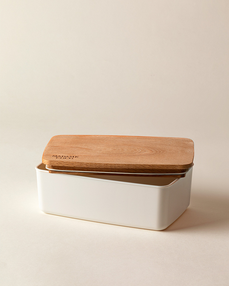 Ланч-бокс с деревянной крышкой Margot 750 мл. - экрю