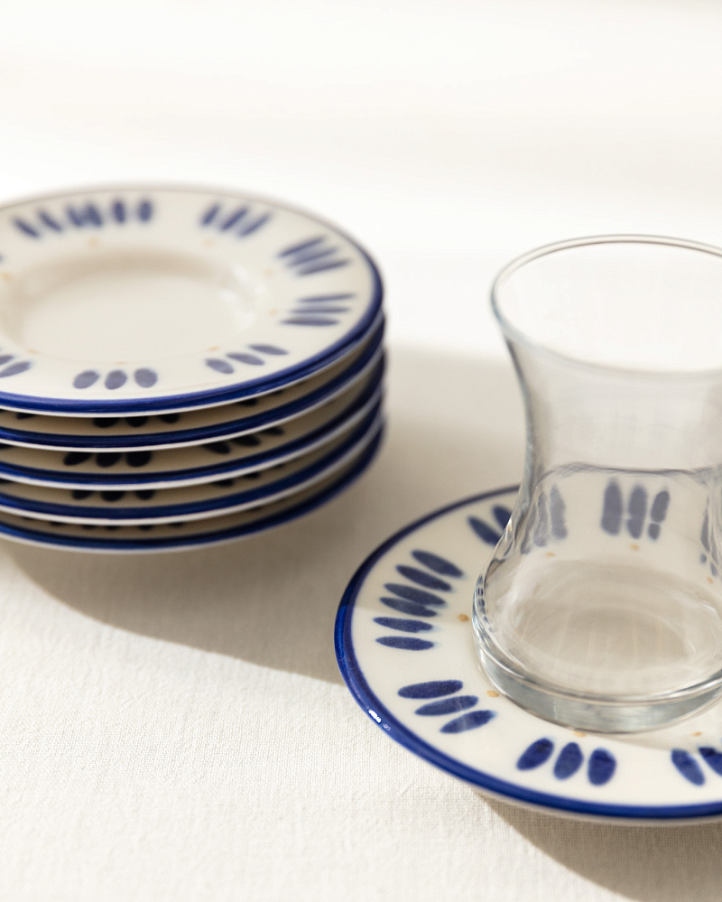 Набор фарфоровых чайных блюдец Luxe Ligne из 6 шт., 13x13 см - синий