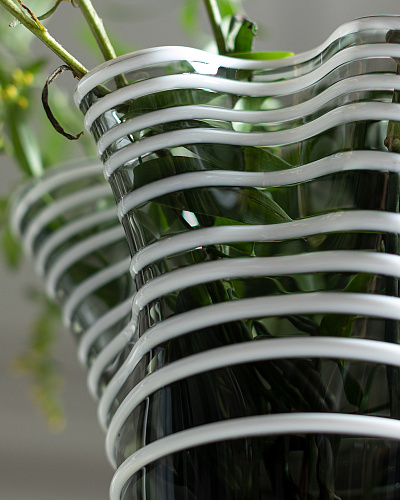 Стеклянная ваза ручной работы Honfleur 32x30 см. - антрацитовая