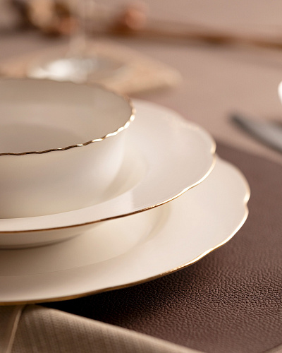 Набор посуды Amabella из 24 предметов - бело-золотистый