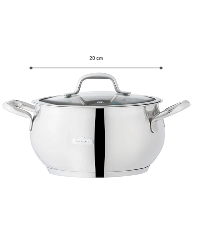 Кастрюля с крышкой Vera 20 см, нержавеющая сталь