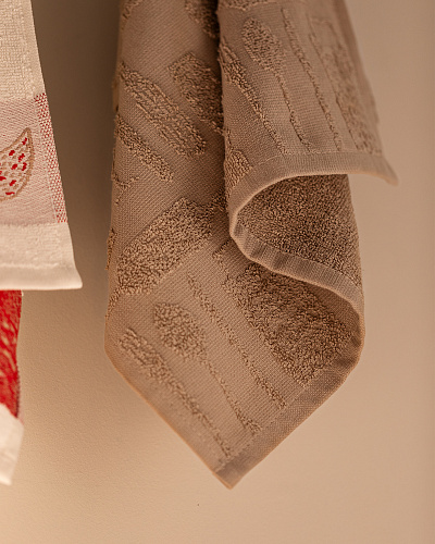 Набор кухонных полотенец Poulette из 2 шт., 40x60 см. - экрю / коричневый