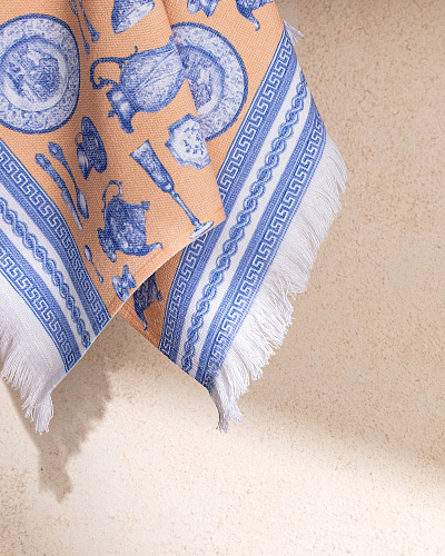 Кухонное полотенце Pompere с принтом 40x60 см. - синее / оранжевое