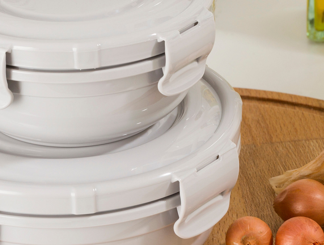 Контейнер Round Storage из 2 шт., 400-800 мл. - светло-серый