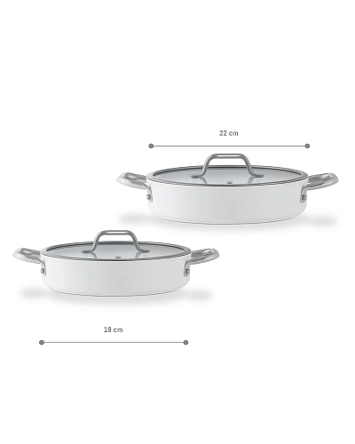 Набор кастрюль Nano Ceramic из 2 шт., 1 л, 1,8 л - белый