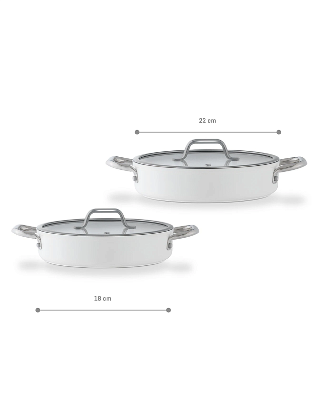 Набор кастрюль Nano Ceramic из 2 шт., 1 л, 1,8 л - белый