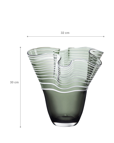 Стеклянная ваза ручной работы Honfleur 32x30 см. - антрацитовая