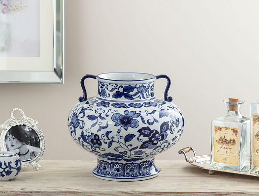 Ваза Vitry-sur-Seine Bleu Blanc 25x25x25 см, фарфор