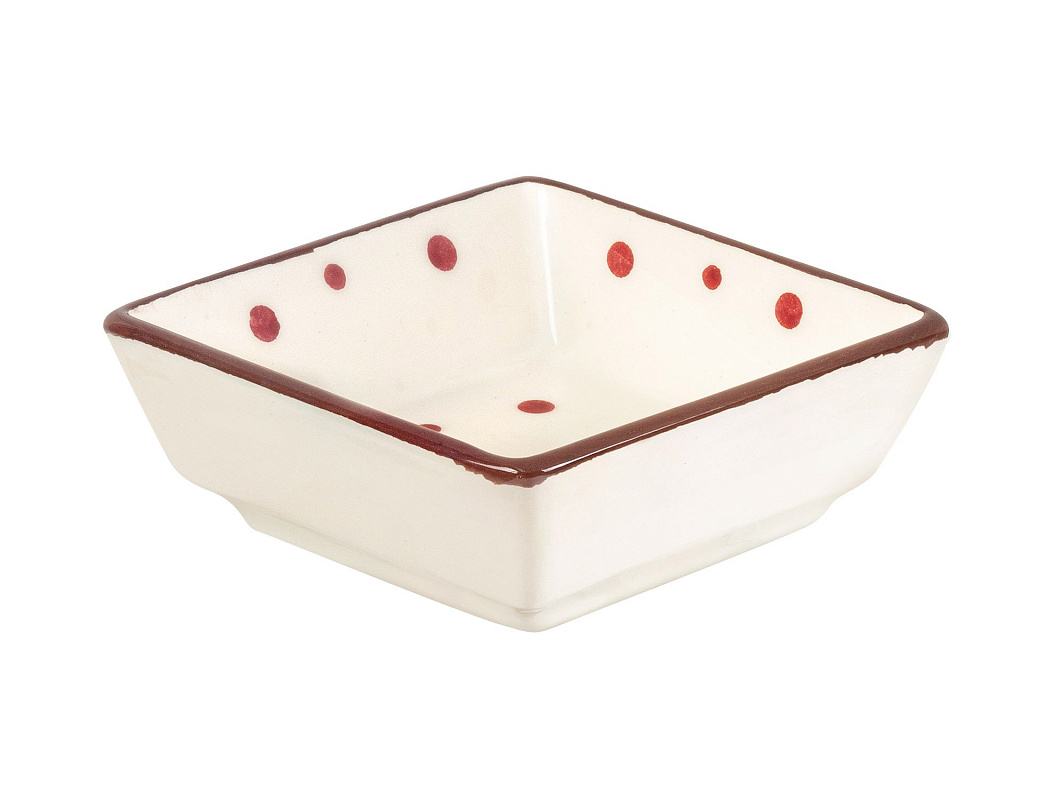 Блюдо керамическое Vie Sauvage 10 см -  белое / красное