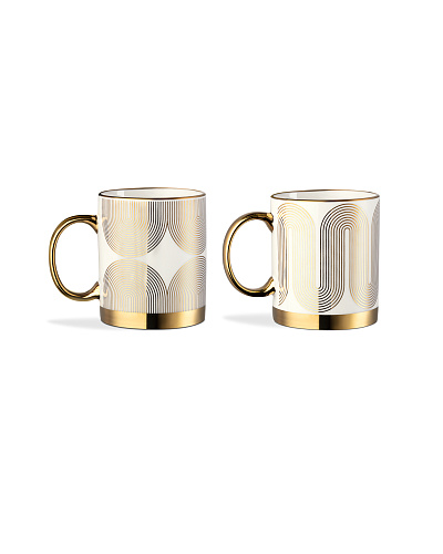 Набор кружек Aere из 2 шт., 8x11x10 см., 340 мл. - белый / золотой