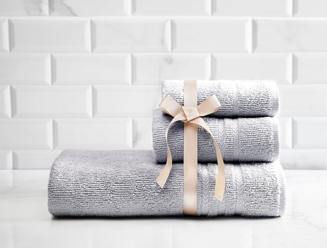 Набор махровых полотенец Avril из 3 шт. 30x46см, 50x76см, 70x140см - серый