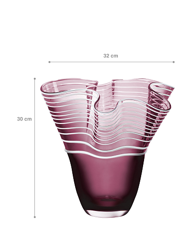 Стеклянная ваза Honfleur ручной работы 32х30 см. - сливово-белая