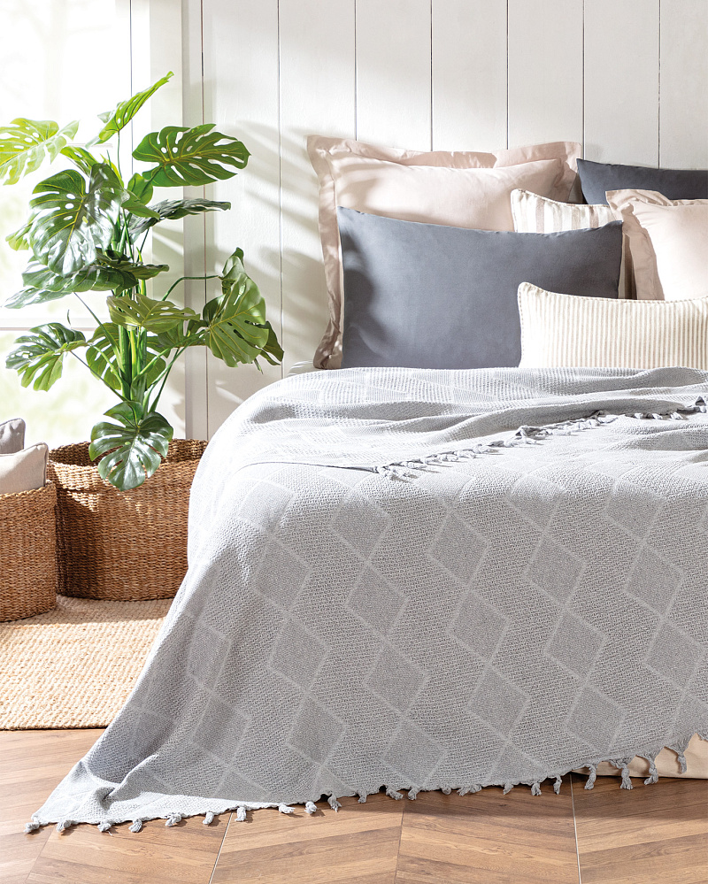 Покрывало двуспальное Basıle 200x220 см. - светло-серое