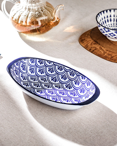 Овальная тарелка Reve Belfort New 16x9x3 см - синяя