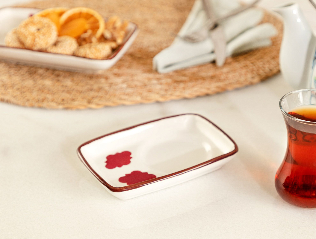 Керамическая тарелка Vie Rouge Oiseau 12,5 см - белая / красная