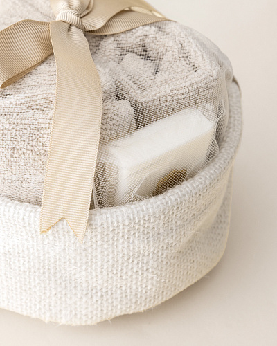 Набор банный Fabrice в корзинке из 5 шт., 30x30 см. - бежевый