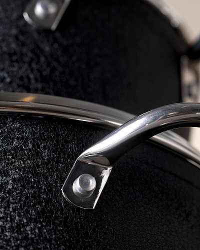 Комплект алюминиевой посуды Titanium 18см, 22см, 26см, 26см - темно синий. 7 предметов.