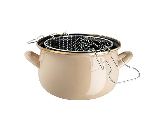 Эмалированная металлическая кастрюля Bonneville с крышкой 3,5 л. - бежевый