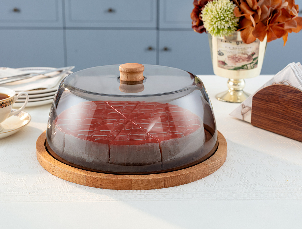 Тортовница с крышкой Josette 29x29x14 см, - темно-серая